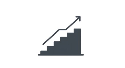 Minimal icon of upward staircase with bar chart