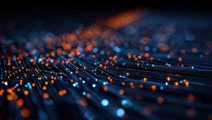 Obraz premium Abstract digital network of glowing particles.