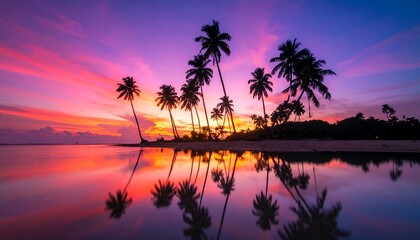 Obraz premium Tropical sunrise reflected in calm water
