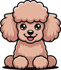 Fototapeta premium Adorable cartoon poodle dog sitting and smiling with a happy expression