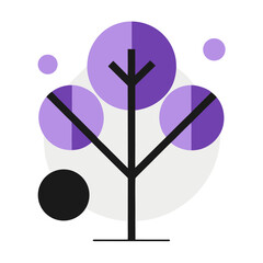 Abstract tree illustration minimalist flat vector design isolated on white background