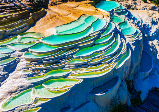Beautiful scenery of Baishuitai calcified terraces in Shangri-La, Diqing, Yunnan, China