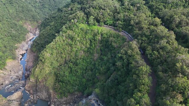 Barron Falls, Kuranda, Queensland &ndash; 4K Aerial Drone Footage of Majestic Waterfalls, Rainforest, Skyrail, and Scenic Lookouts in Barron Gorge National Park, Cairns Region, Australia
