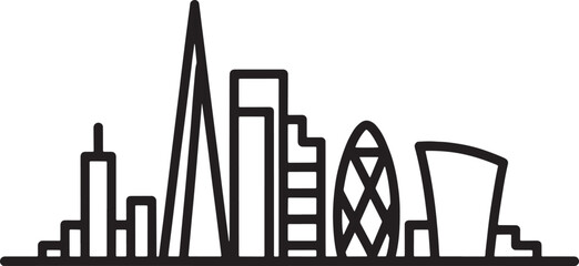 London Skyline Silhouette Vector Illustration of Cityscape with Famous Buildings and Landmarks Outline