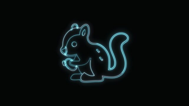 Chipmunk Icon Neon Seamless Loop 4K with Black Background Animated Promotional Typography for Video Editing