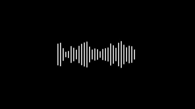 Sketch of musical soundtrack. Frequency audio waveform. 4K Simple equalizer on green background. Motion graphic and animation background. Simple minimalistic equalizer, white lines on bl