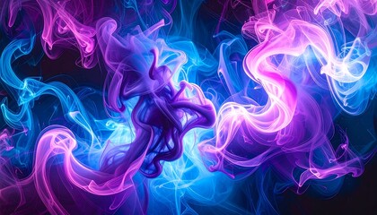 Obraz premium Abstract swirling smoke in vibrant neon colors