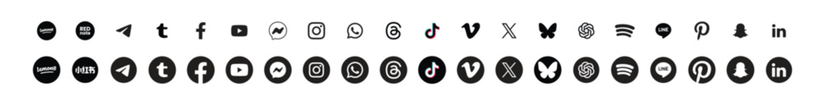 popular social media logos vector icon set of for editorial use	