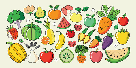 Obraz premium Vibrant assortment of fresh fruits and vegetables healthy eating dietary choices