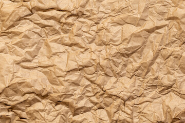 Crumpled Brown Kraft Paper Texture Background