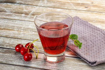 Sweet cherry juice in the glass