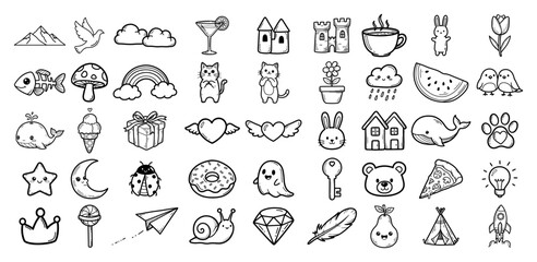 Mega Collection of Cute Hand Drawn Kawaii Doodles