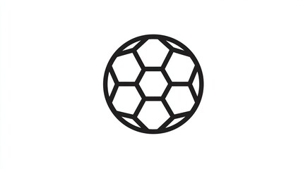 Obraz premium Simple black outline of a soccer ball, hexagon-patterned