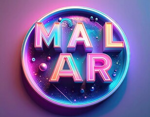 Futuristic Glowing Typography: MALAR in Neon Colors
