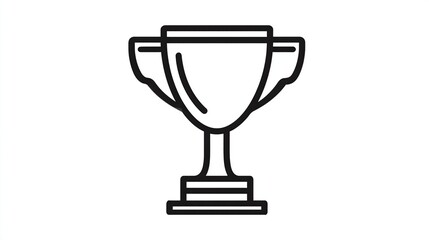 A simple line drawing of a classic trophy, featuring a cup-shaped bowl with two handles, a pedestal, and a base.  The lines are clean and bold, creating a clear and easily recognizable image