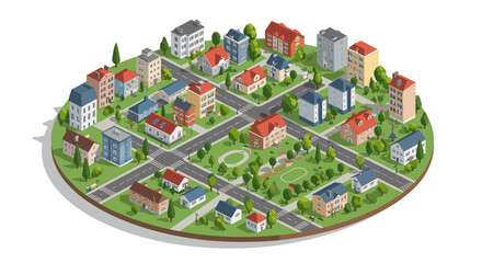 Charming isometric circular neighborhood with green spaces and crossroads