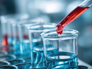 Laboratory Experiment with Test Tubes and Pipette.