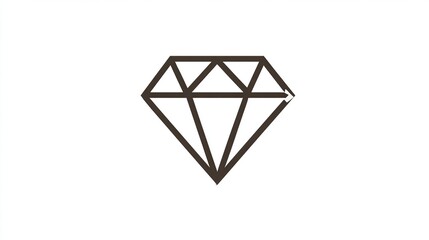A dark-brown, minimalist line-art illustration of a geometric diamond, suggesting luxury, clarity, and precision.  The design is simple yet elegant, with clean lines and sharp angles