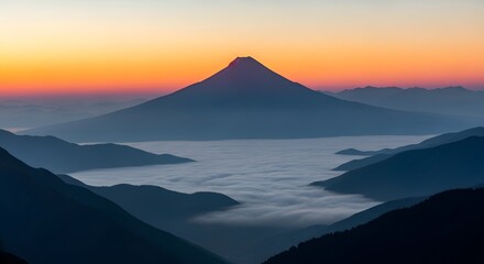Silhouette of Serenity,  A Mountain Crowned by Dawn

