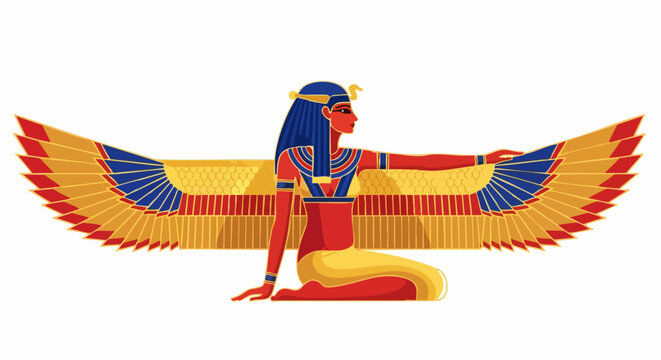 Majestic winged goddess Isis offers divine protection and ancient Egyptian mystique