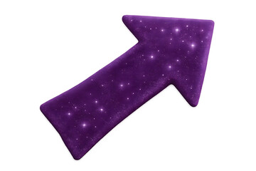 Diagonal purple glitter arrow pointing upward right with starry sparkling texture