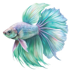 Fototapeta premium fighting fish Betta fish clipart watercolor white background