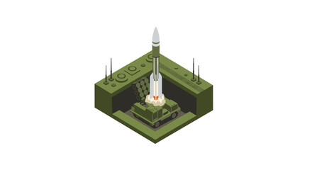 Obraz premium Isometric military rocket launch system with camouflage colors in 3d