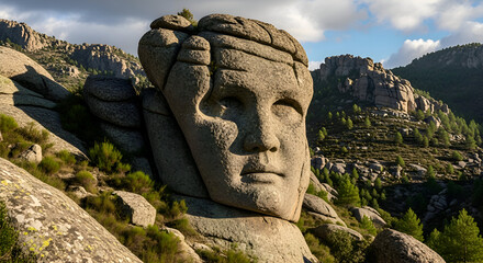 Obraz premium Mysterious Stone Face Formation in Bayanaul National Park, Kazakhstan.