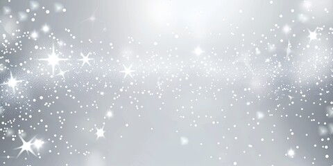 Silver gradient background with scattered sparkles and stars, creating a dreamy, celestial effect