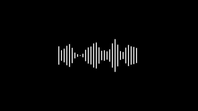 Sketch of musical soundtrack. Frequency audio waveform. 4K Simple equalizer on green background. Motion graphic and animation background. Simple minimalistic equalizer, white lines on bl