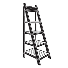 Black bathroom ladder shelf Silhouette Vector, High Quality Illustration on White Background