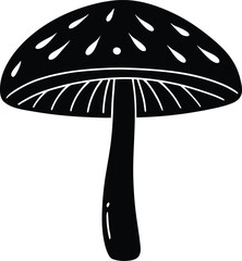 Mushroom vector Silhouette illustration large mushroom cap with handle stem