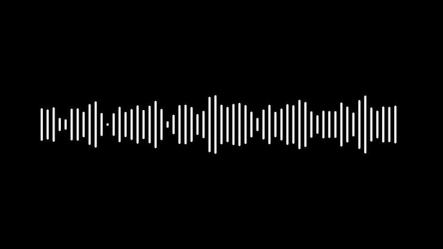 Sketch of musical soundtrack. Frequency audio waveform. 4K Simple equalizer on green background. Motion graphic and animation background. Simple minimalistic equalizer, white lines on bl