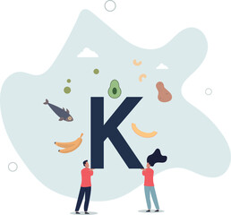 Potassium in food as natural mineral source for health.Healthy eating with organic nutrients and vitamins.life and employment of people.