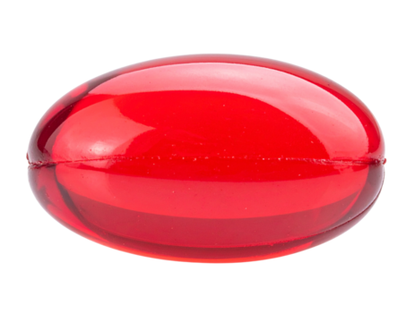 Vibrant Red Transparent Capsules on Clean White Background Isolated