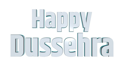 Happy Dussehra festival greeting in glossy white 3D text style on isolated transparent background, Vijayadashami wishes, Hindu festival celebration design