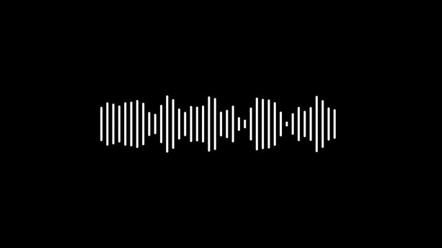 Sketch of musical soundtrack. Frequency audio waveform. 4K Simple equalizer on green background. Motion graphic and animation background. Simple minimalistic equalizer, white lines on bl