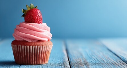 Pink cupcake with strawberry (2)