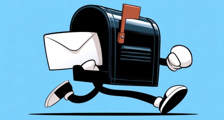 Cartoon mailbox running with letter (1)