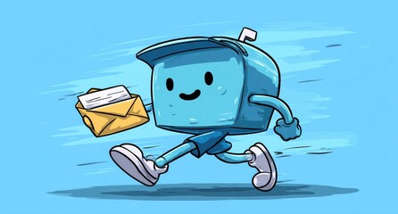 Animated mail box character delivers email