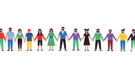 Diverse Group of People Holding Hands Together Unity and Teamwork Concept Illustration