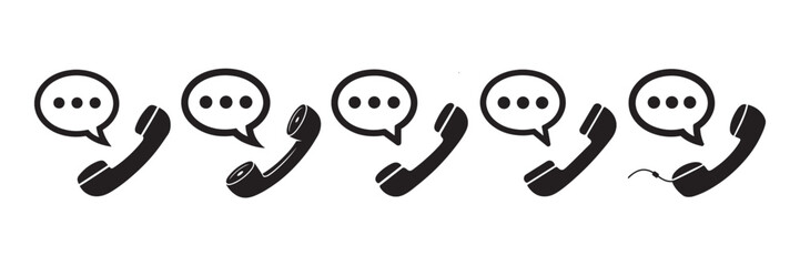 Telephone Handset with Speech Bubble Icons