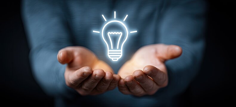 Person Holding a Lightbulb Idea.