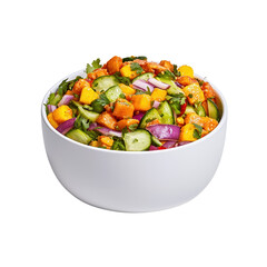 Fresh Colorful Vegetable Salad with Mango and Herbs in Bowl