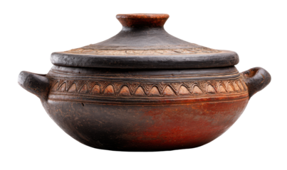 Earthenware pot with lid
