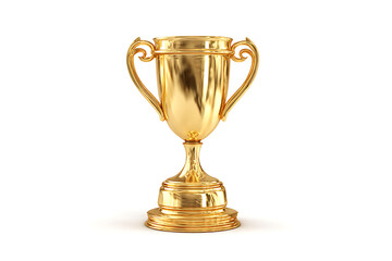 Shiny golden trophy cup symbolizing success, achievement, and victory for awards, competitions, and business accolades, isolated