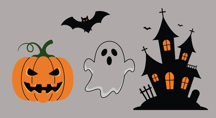 Flat Vector Halloween 2025 Minimal Icons Pack