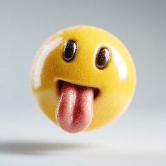 Gleaming yellow emoji face with protruding tongue and sparkling eyes image