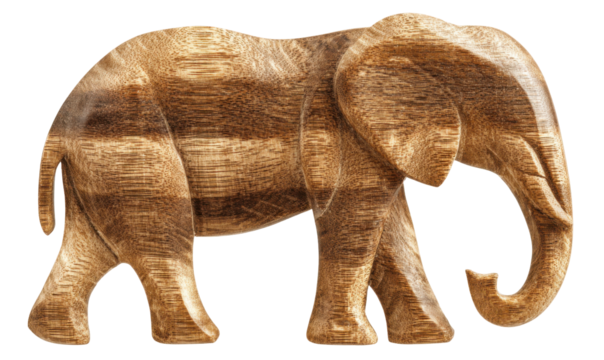 Carved wooden elephant figurine
