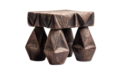 Carved wooden stool, dark brown